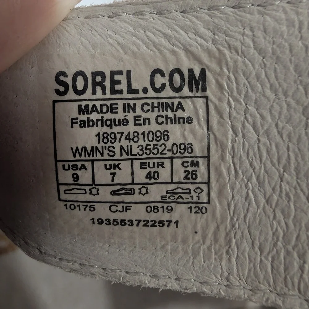 Sorel Joanie II Lace Wedge Sandals Quarry Grey Suede Womens 9 Strappy Cutout Tie